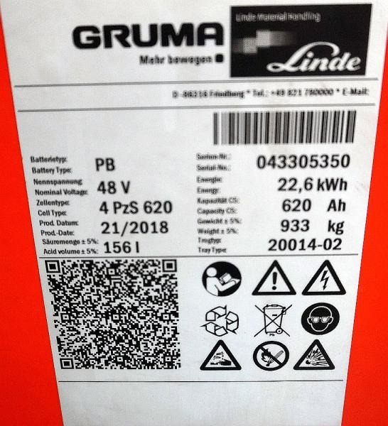 GRUMA 48 Volt 4 PzS 620 Ah - Akkumulátor - Anyagmozgató gép: 4 kép. GRUMA 48 Volt 4 PzS 620 Ah - Akkumulátor - Anyagmozgató gép: 4 kép.