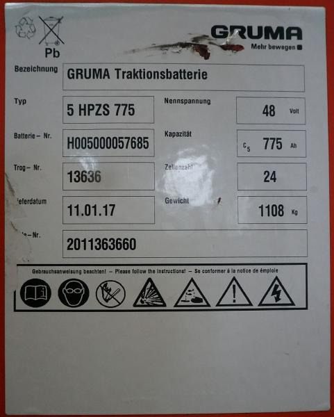 GRUMA 48 Volt 5 PzS 775 Ah - Akkumulátor: 5 kép. GRUMA 48 Volt 5 PzS 775 Ah - Akkumulátor: 5 kép.