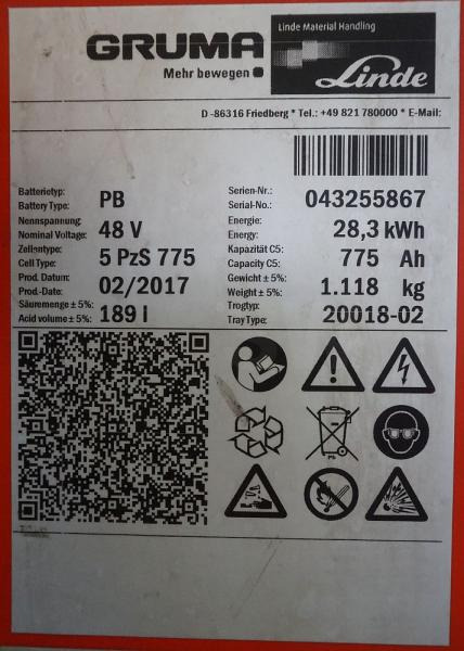 GRUMA 48 Volt 5 PzS 775 Ah - Akkumulátor: 5 kép. GRUMA 48 Volt 5 PzS 775 Ah - Akkumulátor: 5 kép.