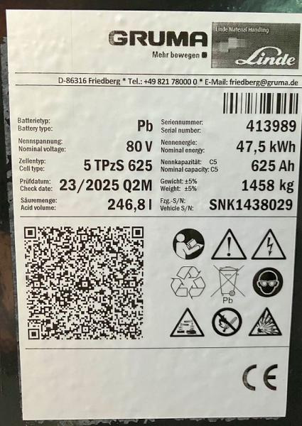GRUMA 80 Volt 5 PzS 625 Ah - Akkumulátor - Anyagmozgató gép: 5 kép. GRUMA 80 Volt 5 PzS 625 Ah - Akkumulátor - Anyagmozgató gép: 5 kép.