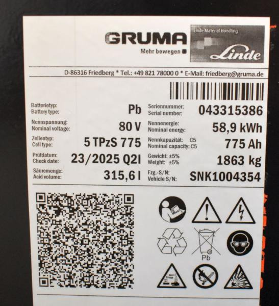 GRUMA 80 Volt 5 PzS 775 Ah - Akkumulátor: 5 kép. GRUMA 80 Volt 5 PzS 775 Ah - Akkumulátor: 5 kép.