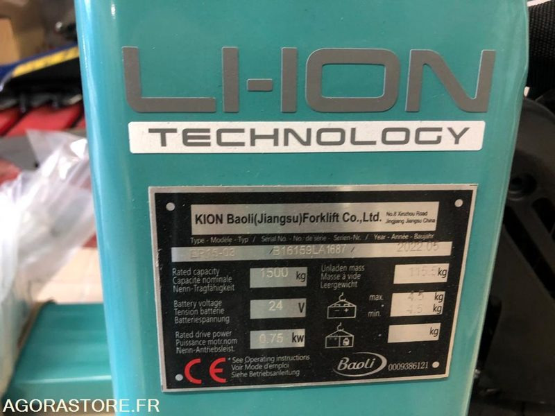 1 Transpalette Electrique 1500 Kg BAOLI - NEUF - Építőipari berendezések: 3 kép. 1 Transpalette Electrique 1500 Kg BAOLI - NEUF - Építőipari berendezések: 3 kép.