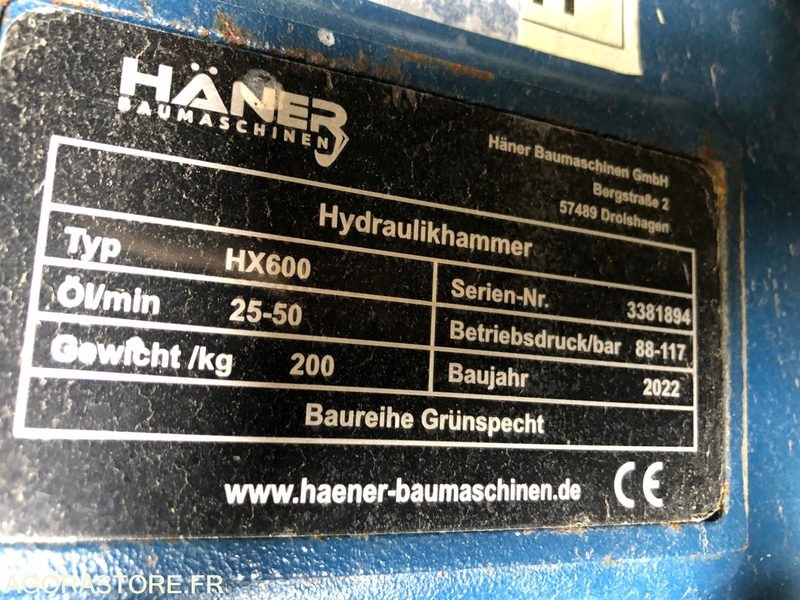 BRH NEUF HAENER HX600 - Pelles de 3 à 5 t - Alkatrész - Építőipari gépek: 2 kép. BRH NEUF HAENER HX600 - Pelles de 3 à 5 t - Alkatrész - Építőipari gépek: 2 kép.