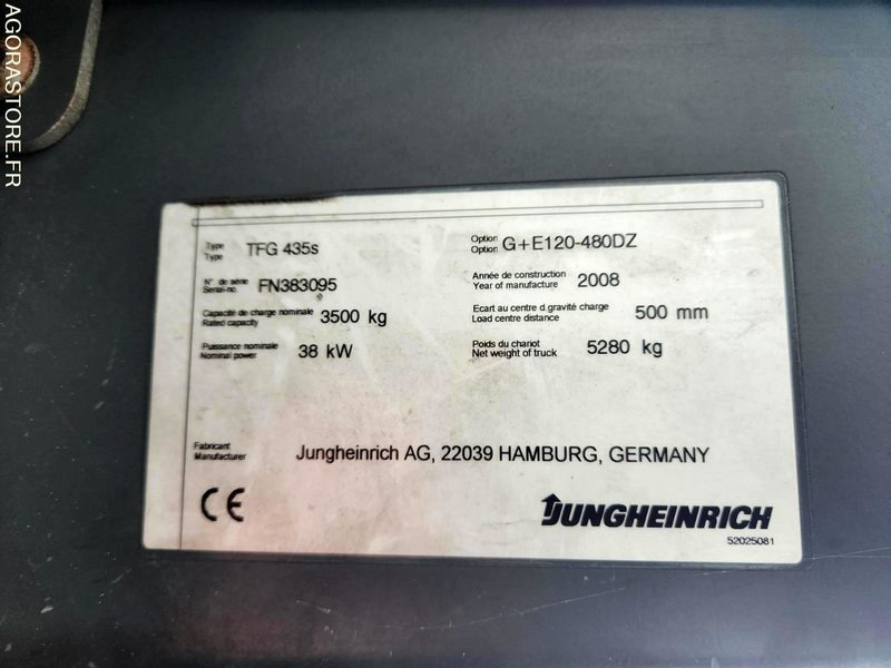 CHARIOT JUNGHEINRICH DFG 435s 480DZ - 2008 / 3260 HEURES - Villás targonca: 4 kép. CHARIOT JUNGHEINRICH DFG 435s 480DZ - 2008 / 3260 HEURES - Villás targonca: 4 kép.