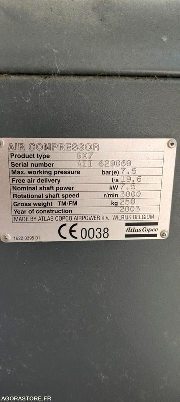 Compresseur Atlas GX7 - Légkompresszor: 3 kép. Compresseur Atlas GX7 - Légkompresszor: 3 kép.