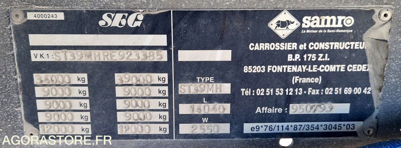 Remorque 3 essieux SAMRO - Félpótkocsi: 2 kép. Remorque 3 essieux SAMRO - Félpótkocsi: 2 kép.