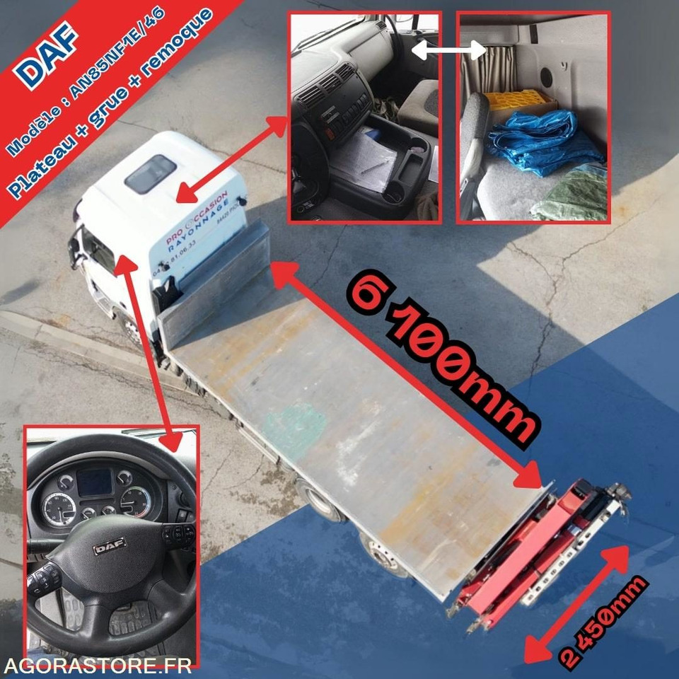 Camion DAF plateau avec grue HMF + Remorque Lecitrail – Prêt à travailler ! - Teherautó: 3 kép. Camion DAF plateau avec grue HMF + Remorque Lecitrail – Prêt à travailler ! - Teherautó: 3 kép.