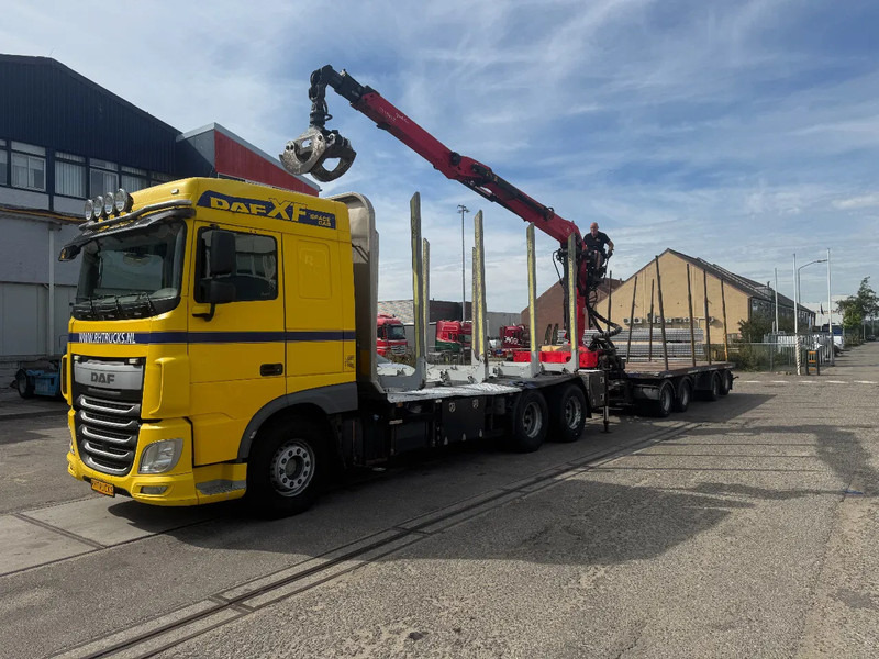 DAF XF 510 6X4 EURO 6 PALFINGER Q150Z + GRIJPER + KELBERG HANGER INTARDER - Platós teherautó, Darus autó: 4 kép. DAF XF 510 6X4 EURO 6 PALFINGER Q150Z + GRIJPER + KELBERG HANGER INTARDER - Platós teherautó, Darus autó: 4 kép.