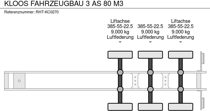 Félpótkocsi billenőplatós KLOOS FAHRZEUGBAU 3 AS 80 M3: 12 kép. Félpótkocsi billenőplatós KLOOS FAHRZEUGBAU 3 AS 80 M3: 12 kép.