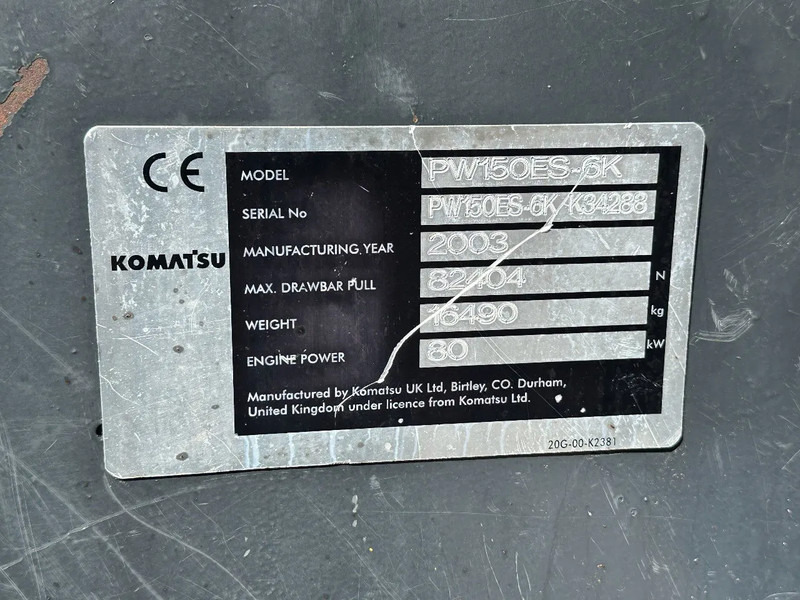 Gumikerekes kotró Komatsu PW150ES-6K CE: 16 kép.