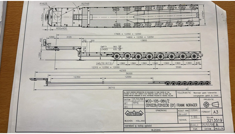 Nooteboom MC0 105-08V, 2 EXTENDABLE 12.35 + 12,05 8 AXLE, 2 LIFT AXLES, 7 AXLE STEERING, REMOTE CONTROLE - Félpótkocsi mélybölcsős: 5 kép. Nooteboom MC0 105-08V, 2 EXTENDABLE 12.35 + 12,05 8 AXLE, 2 LIFT AXLES, 7 AXLE STEERING, REMOTE CONTROLE - Félpótkocsi mélybölcsős: 5 kép.