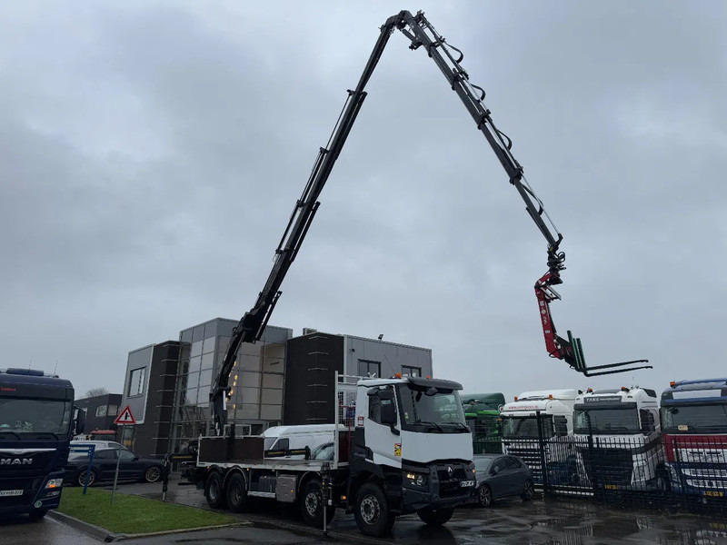 Renault C430 8X4 - EURO 6 + HIAB 288 E-5 + JIB 70X-4 + REMOTE + FULL STEEL SUSP. - Platós teherautó, Darus autó: 1 kép. Renault C430 8X4 - EURO 6 + HIAB 288 E-5 + JIB 70X-4 + REMOTE + FULL STEEL SUSP. - Platós teherautó, Darus autó: 1 kép.