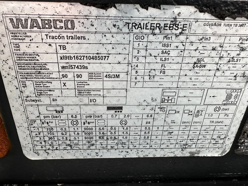 Félpótkocsi cserefelépítményes Tracon TRAILERS LZV MET SCHOTEL LIFT EN STUURAS: 16 kép.