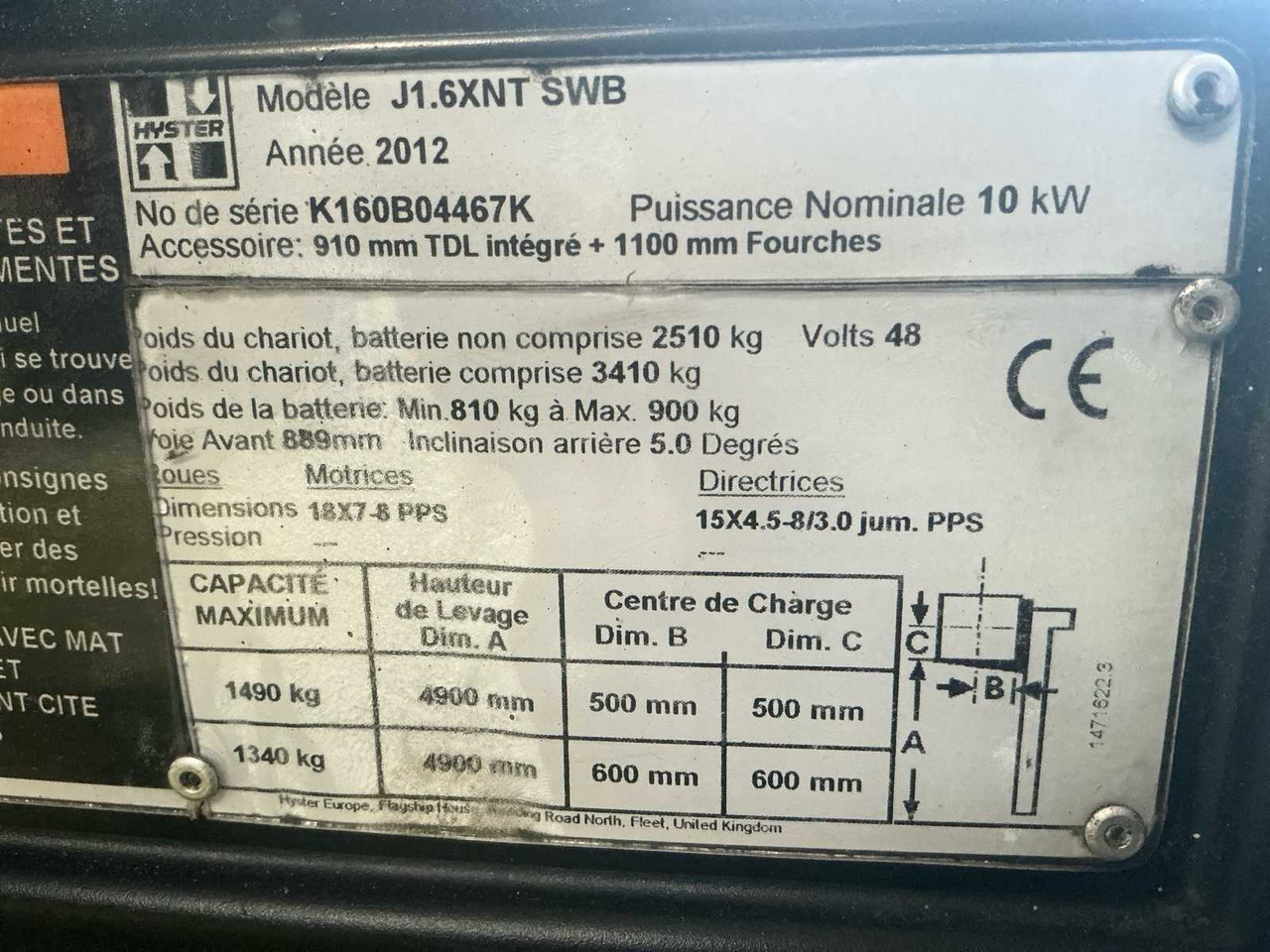 Villás targonca 2012 HYSTER J1.6XNT SWB FORKLIFT: 36 kép.