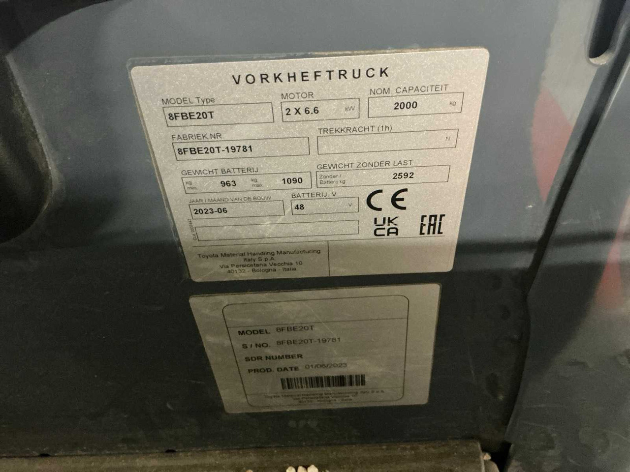Villás targonca 2023 TOYOTA 8FBE20T FORKLIFT: 21 kép.