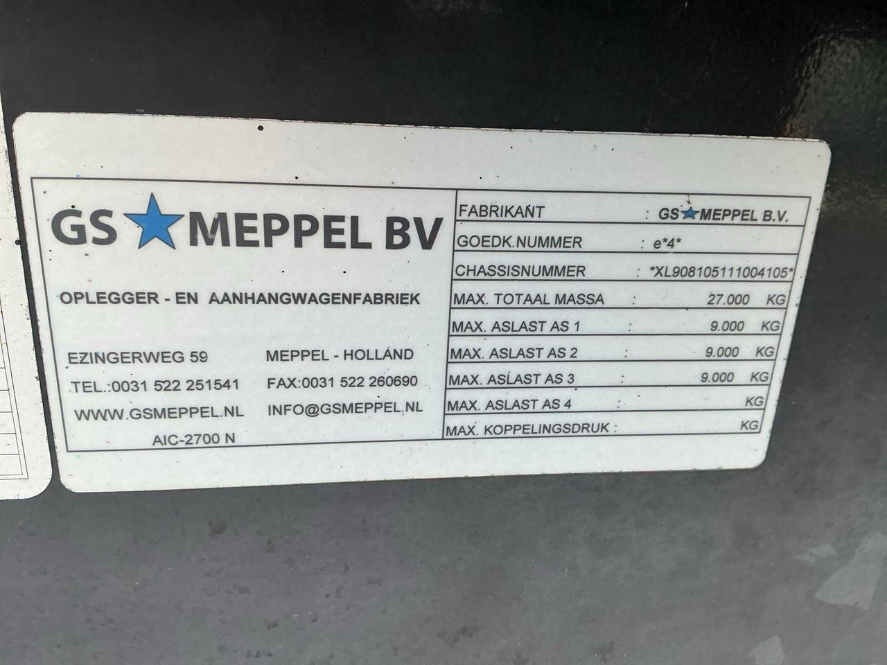 2008 GS AIC-2700N CONTAINER TRAILER - Pótkocsi: 5 kép. 2008 GS AIC-2700N CONTAINER TRAILER - Pótkocsi: 5 kép.