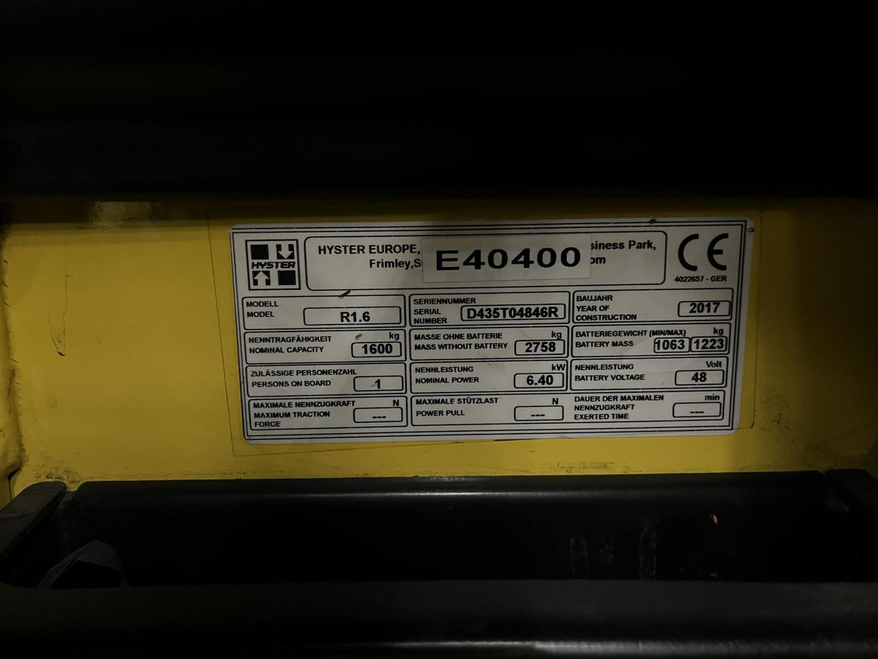 Tolóoszlopos targoncá Hyster R1.6: 7 kép.