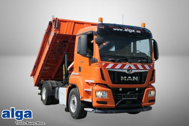 MAN 18.460 TGS/4x2/Meiller/Palfinger 8.501 SLD/AHK - Billenőplatós teherautó, Darus autó: 1 kép. MAN 18.460 TGS/4x2/Meiller/Palfinger 8.501 SLD/AHK - Billenőplatós teherautó, Darus autó: 1 kép.