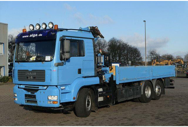 MAN 26.440 6x4H-2 BL TGA, Terex-Atlas 165.5, Funk - Platós teherautó: 2 kép. MAN 26.440 6x4H-2 BL TGA, Terex-Atlas 165.5, Funk - Platós teherautó: 2 kép.