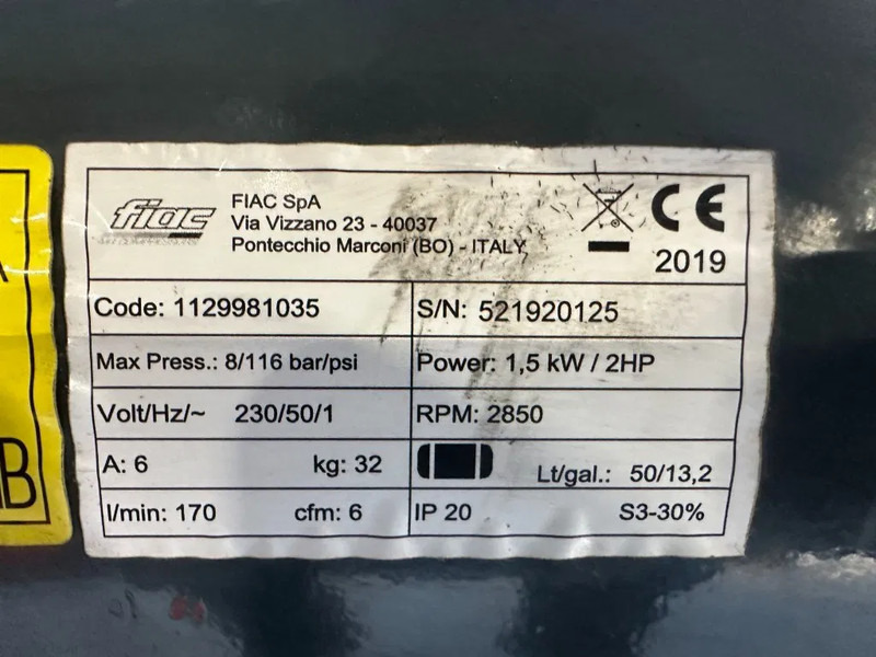 Airmec FIAC 2 PK 170 L / min 8 Bar Elektrische Zuigercompressor Overstock - Légkompresszor: 3 kép. Airmec FIAC 2 PK 170 L / min 8 Bar Elektrische Zuigercompressor Overstock - Légkompresszor: 3 kép.