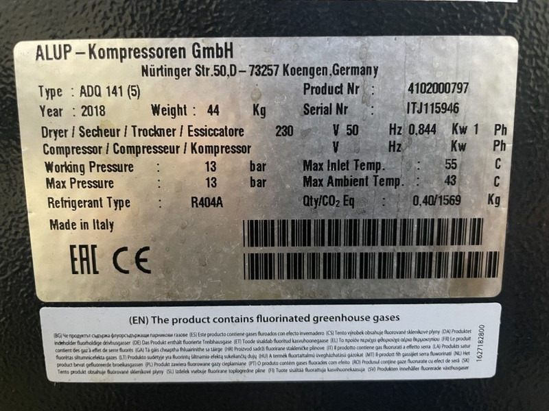 Alup ADQ 141 luchtdroger 2.350 L/min. 14 Bar - Légkompresszor: 4 kép. Alup ADQ 141 luchtdroger 2.350 L/min. 14 Bar - Légkompresszor: 4 kép.