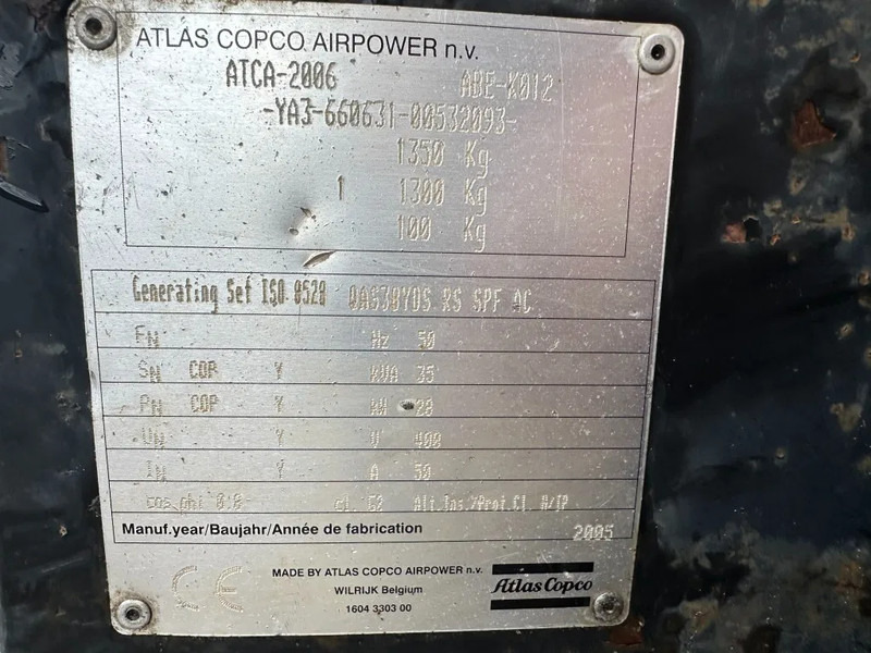 Atlas-Copco QAS 38 Yanmar Mecc Alte Spa 40 kVA Silent generatorset - Áramfejlesztő: 5 kép. Atlas-Copco QAS 38 Yanmar Mecc Alte Spa 40 kVA Silent generatorset - Áramfejlesztő: 5 kép.