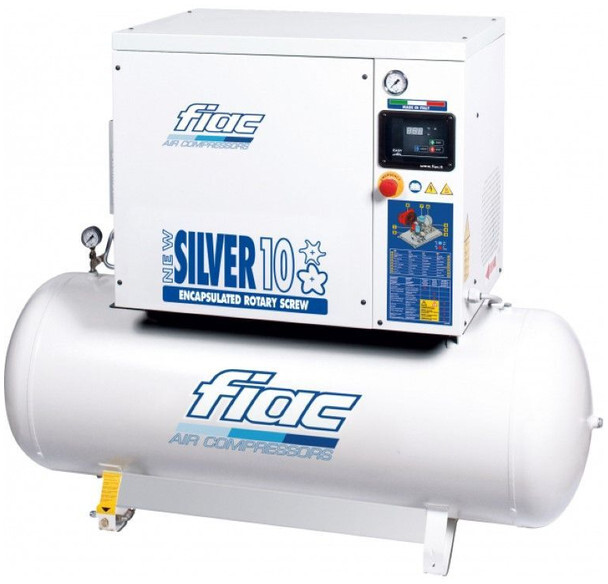 Fiac New Silver 10 / 300 Silent 7.5 kW 860 L / min 10 bar Elektrische Schroefcompressor met ketel - Légkompresszor: 1 kép. Fiac New Silver 10 / 300 Silent 7.5 kW 860 L / min 10 bar Elektrische Schroefcompressor met ketel - Légkompresszor: 1 kép.