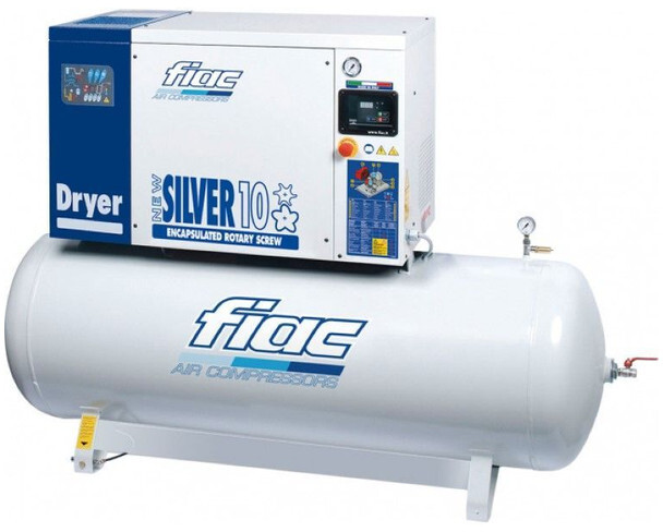 Fiac New Silver D 10 / 300 Silent 7.5 kW 860 L / min 10 bar Elektrische Schroefcompressor met ketel en droger - Légkompresszor: 1 kép. Fiac New Silver D 10 / 300 Silent 7.5 kW 860 L / min 10 bar Elektrische Schroefcompressor met ketel en droger - Légkompresszor: 1 kép.