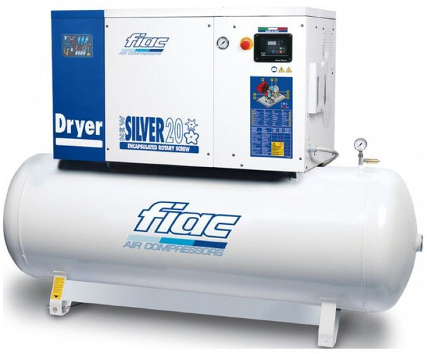 Fiac New Silver D 20 / 500 Silent 15 kW 1900 L / min 10 Bar Elektrische Schroefcompressor met ketel en droger - Légkompresszor: 1 kép. Fiac New Silver D 20 / 500 Silent 15 kW 1900 L / min 10 Bar Elektrische Schroefcompressor met ketel en droger - Légkompresszor: 1 kép.