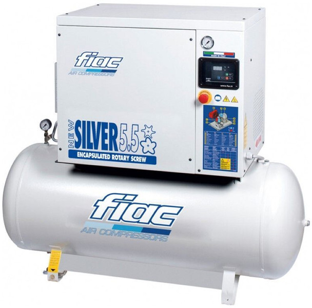 Fiac NewSilver 5.5 / 200 Silent 4 kW 450 L / min 10 Bar Elektrische Schroefcompressor met ketel - Légkompresszor: 1 kép. Fiac NewSilver 5.5 / 200 Silent 4 kW 450 L / min 10 Bar Elektrische Schroefcompressor met ketel - Légkompresszor: 1 kép.
