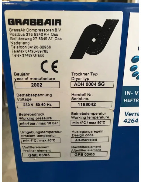Grassair ADH0004SG 10 Bar Absorptiedroger - Légkompresszor: 3 kép. Grassair ADH0004SG 10 Bar Absorptiedroger - Légkompresszor: 3 kép.