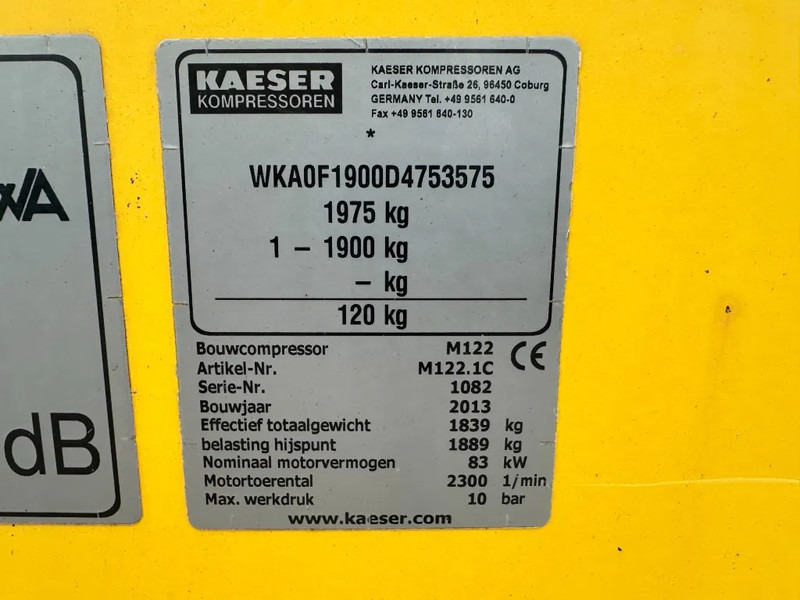 Kaeser M122 Deutz 11.1 m3 / min 10 Bar 83 kW Mobiele Diesel Compressor - Légkompresszor: 3 kép. Kaeser M122 Deutz 11.1 m3 / min 10 Bar 83 kW Mobiele Diesel Compressor - Légkompresszor: 3 kép.