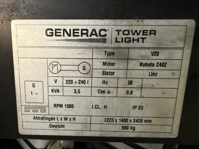 Kubota Generac V20 TowerLight 9 meter LED Lichtmast Aggregaat - Világító állvány: 4 kép. Kubota Generac V20 TowerLight 9 meter LED Lichtmast Aggregaat - Világító állvány: 4 kép.