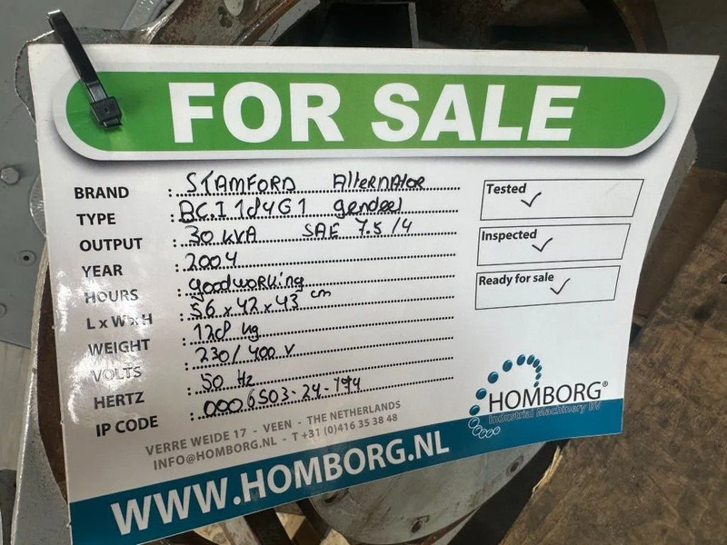 Áramfejlesztő Stamford BC.I184G1 Alternator 30 kVa generatordeel: 9 kép.