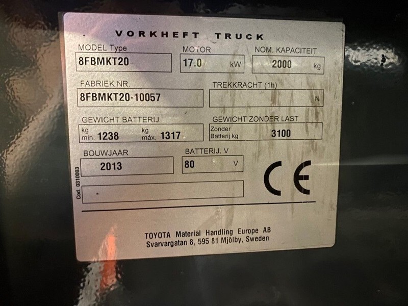 Toyota 2 ton Traigo 20 Duplex Freelift Sideshift Elektra Heftruck - Elektromos targonca: 5 kép. Toyota 2 ton Traigo 20 Duplex Freelift Sideshift Elektra Heftruck - Elektromos targonca: 5 kép.