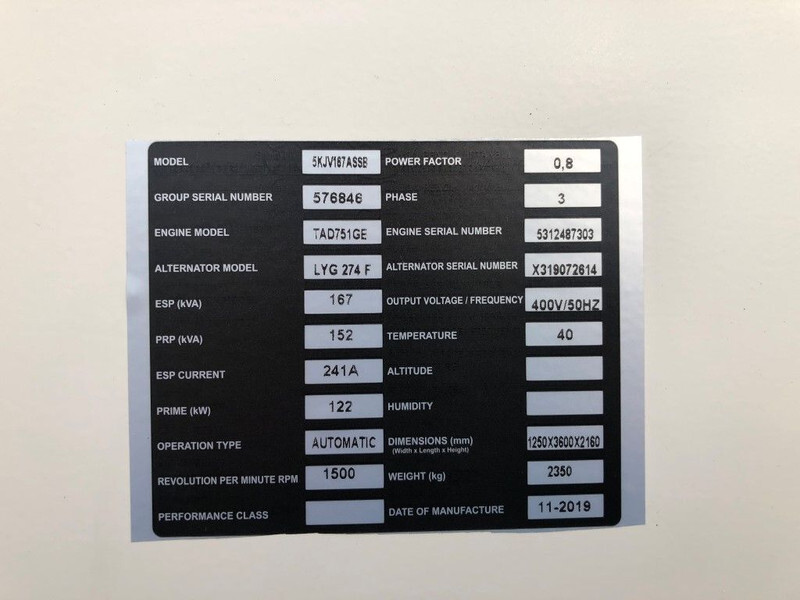 Új Áramfejlesztő Volvo Stage 3A 167 kVA Supersilent generatorset: 6 kép.
