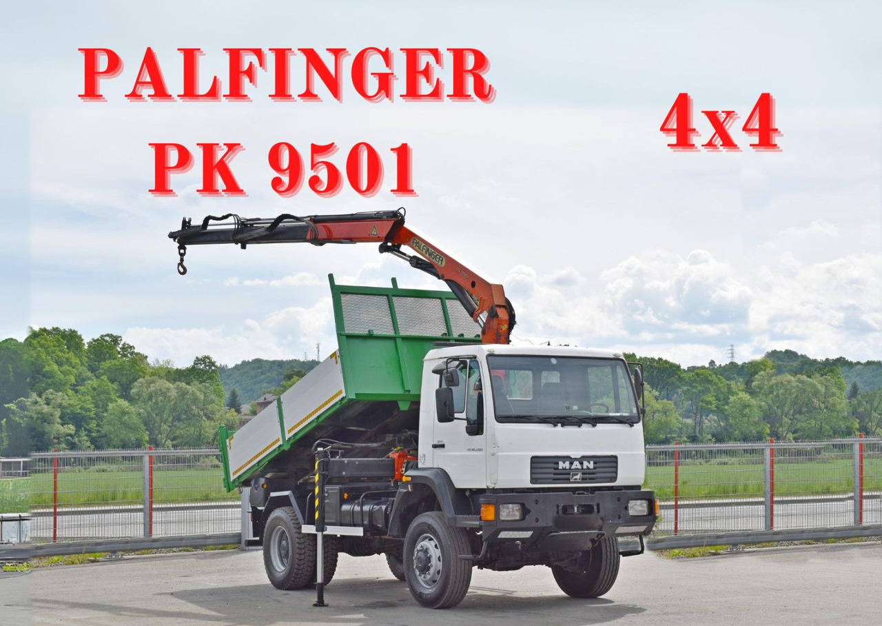 MAN LE 18.280 Kipper 3,70 m + PK 9501 /4x4 - Billenőplatós teherautó, Darus autó: 1 kép. MAN LE 18.280 Kipper 3,70 m + PK 9501 /4x4 - Billenőplatós teherautó, Darus autó: 1 kép.