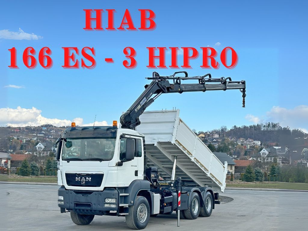 MAN TGS 26.400 * HIAB 166 ES - 3 HIPRO + FUNK * 6x4 - Billenőplatós teherautó, Darus autó: 1 kép. MAN TGS 26.400 * HIAB 166 ES - 3 HIPRO + FUNK * 6x4 - Billenőplatós teherautó, Darus autó: 1 kép.