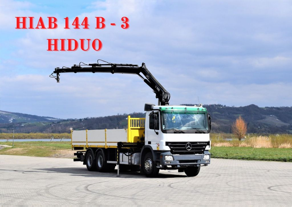 Mercedes-Benz ACTROS 2632 * HIAB 144B-3HIDUO+FUNK / 6x4 - Darus autó, Platós teherautó: 1 kép. Mercedes-Benz ACTROS 2632 * HIAB 144B-3HIDUO+FUNK / 6x4 - Darus autó, Platós teherautó: 1 kép.