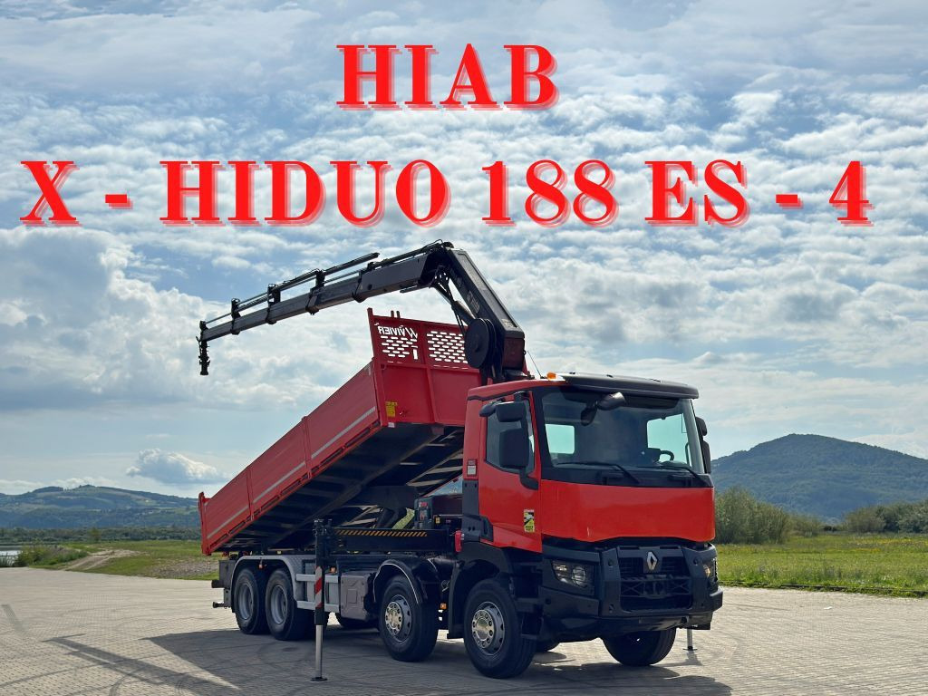 Renault C 430 *KIPPER 6,80m* HIAB X-HIDUO 188 ES-4 * 8x4 - Billenőplatós teherautó, Darus autó: 1 kép. Renault C 430 *KIPPER 6,80m* HIAB X-HIDUO 188 ES-4 * 8x4 - Billenőplatós teherautó, Darus autó: 1 kép.