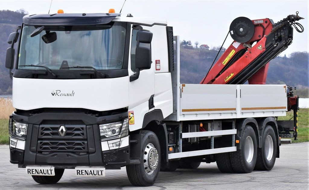 Renault C 460 * HMF 1510 K6 + FUNK * 6x4 - Darus autó, Platós teherautó: 3 kép. Renault C 460 * HMF 1510 K6 + FUNK * 6x4 - Darus autó, Platós teherautó: 3 kép.