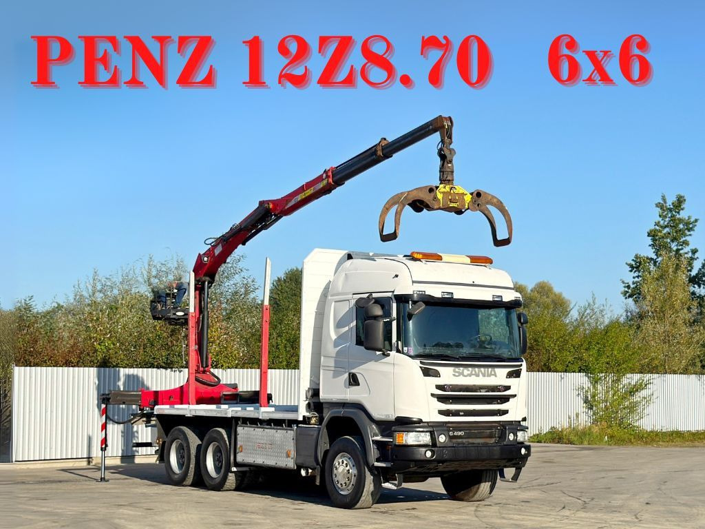 Scania G490* HOLZTRANSPORTER * PENZ 12Z8.70* 6x6 - Rönkszállító teherautó, Darus autó: 1 kép. Scania G490* HOLZTRANSPORTER * PENZ 12Z8.70* 6x6 - Rönkszállító teherautó, Darus autó: 1 kép.
