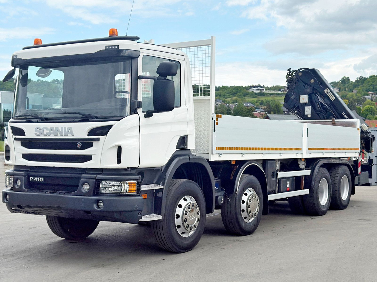 Scania P 410*PLATFORM 7,00m*HIAB 244 E-5 HIPRO+FUNK/8x4 Scania P 410*PRITSCHE 7,00m*HIAB 244 E-5 HIPRO+FUNK/8x4 - Darus autó, Platós teherautó: 4 kép. Scania P 410*PLATFORM 7,00m*HIAB 244 E-5 HIPRO+FUNK/8x4 Scania P 410*PRITSCHE 7,00m*HIAB 244 E-5 HIPRO+FUNK/8x4 - Darus autó, Platós teherautó: 4 kép.