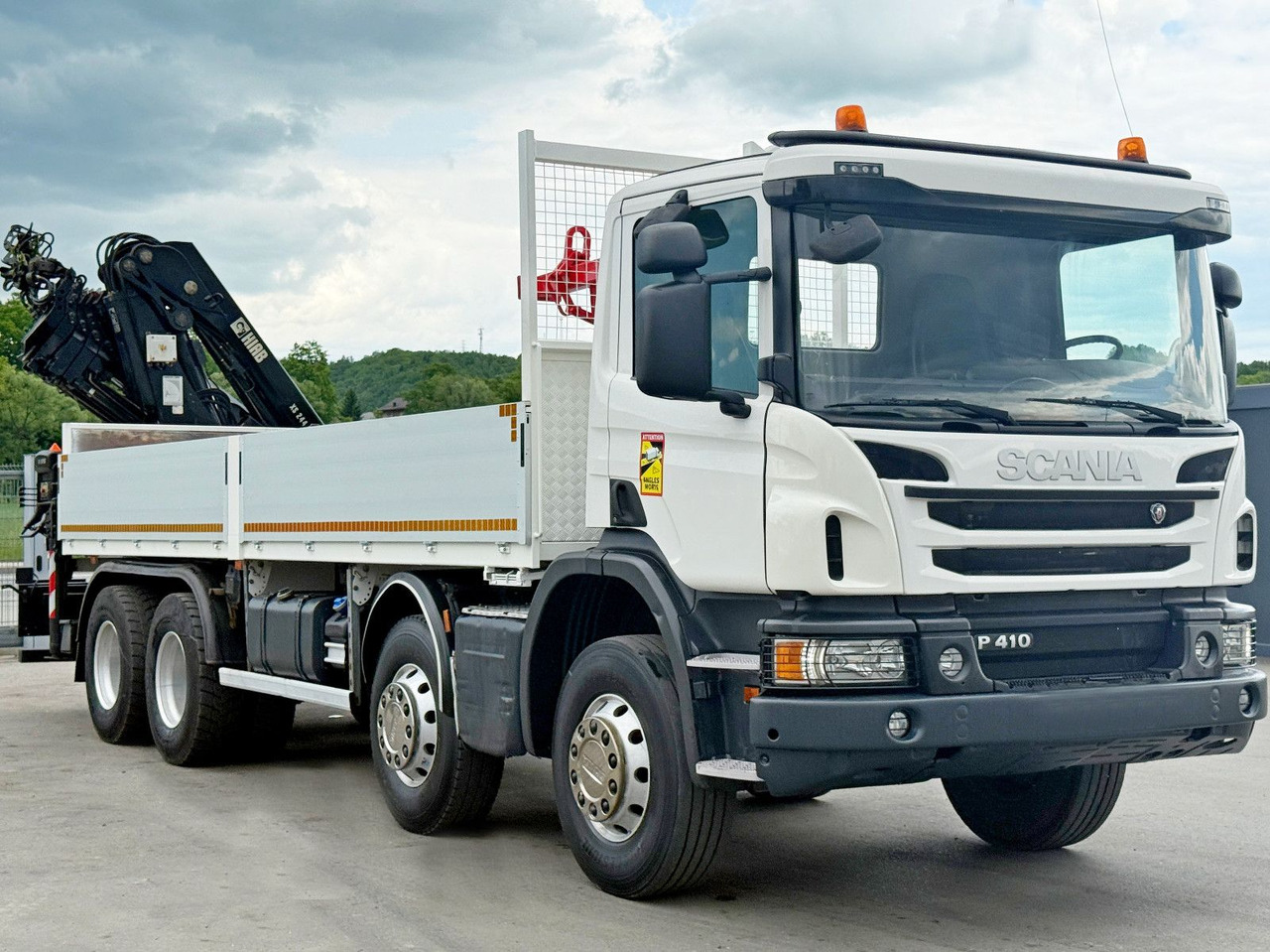 Scania P 410*PLATFORM 7,00m*HIAB 244 E-5 HIPRO+FUNK/8x4 Scania P 410*PRITSCHE 7,00m*HIAB 244 E-5 HIPRO+FUNK/8x4 - Darus autó, Platós teherautó: 3 kép. Scania P 410*PLATFORM 7,00m*HIAB 244 E-5 HIPRO+FUNK/8x4 Scania P 410*PRITSCHE 7,00m*HIAB 244 E-5 HIPRO+FUNK/8x4 - Darus autó, Platós teherautó: 3 kép.