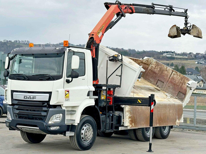 DAF CF 410 * Kipper 4,90 m + PK 16001 - K B * 6x4 - Billenőplatós teherautó, Darus autó: 3 kép. DAF CF 410 * Kipper 4,90 m + PK 16001 - K B * 6x4 - Billenőplatós teherautó, Darus autó: 3 kép.