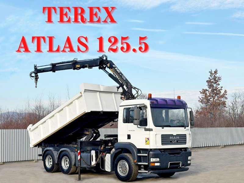 MAN TGA 26.350 * KIPPER 4,90m + TEREX ATLAS * 6x4 * - Billenőplatós teherautó: 1 kép. MAN TGA 26.350 * KIPPER 4,90m + TEREX ATLAS * 6x4 * - Billenőplatós teherautó: 1 kép.