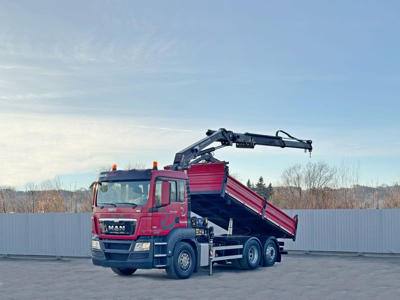 MAN TGS 26.360 Kipper 5,15m*HMF 1420 K2 + FUNK/6x2 - Billenőplatós teherautó, Darus autó: 2 kép. MAN TGS 26.360 Kipper 5,15m*HMF 1420 K2 + FUNK/6x2 - Billenőplatós teherautó, Darus autó: 2 kép.