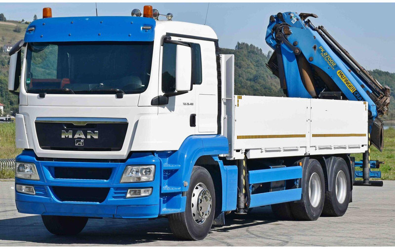 MAN TGS 26.480 * PK 27002 + JIB PJ060 + FUNK / 6x4 - Platós teherautó, Darus autó: 3 kép. MAN TGS 26.480 * PK 27002 + JIB PJ060 + FUNK / 6x4 - Platós teherautó, Darus autó: 3 kép.