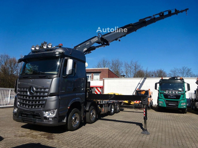 Mercedes-Benz Arocs 3453 8x2 Open Flatbed + Crane Fassi F820 - Platós teherautó, Darus autó: 5 kép. Mercedes-Benz Arocs 3453 8x2 Open Flatbed + Crane Fassi F820 - Platós teherautó, Darus autó: 5 kép.