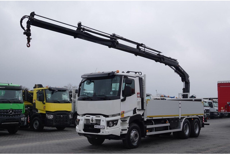 Renault C 380 / 6x4 / SKRZYNIOWY 6,6 m / + HDS HIAB 188 x-hiduo wysów: 1 - Platós teherautó, Darus autó: 2 kép. Renault C 380 / 6x4 / SKRZYNIOWY 6,6 m / + HDS HIAB 188 x-hiduo wysów: 1 - Platós teherautó, Darus autó: 2 kép.